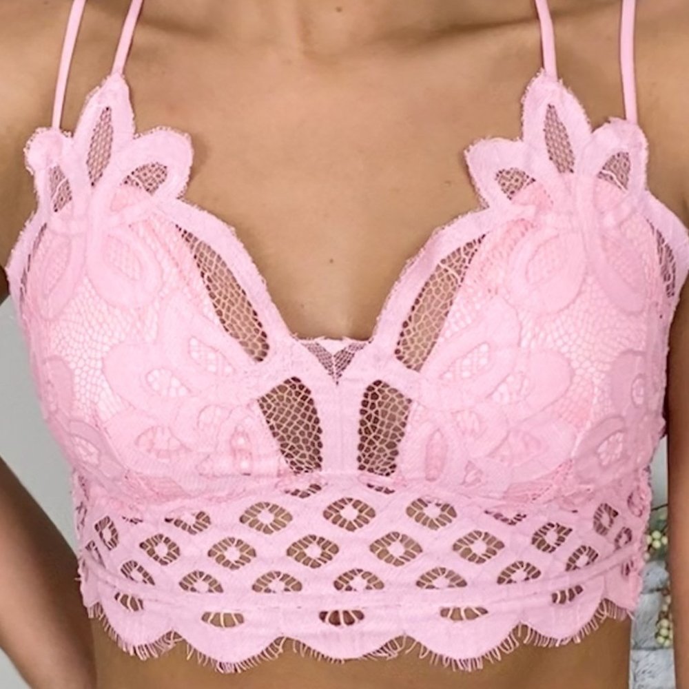 Pink Crochet Lace Bralette